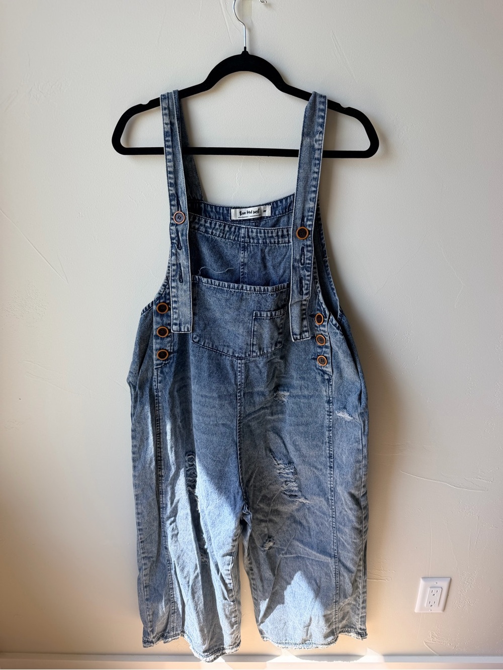 Three Bird Nest Light Blue Denim Overalls Romper